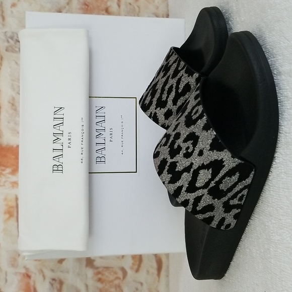 New Balmain Calypso Leopard Pool Slides - Picture 1 of 11